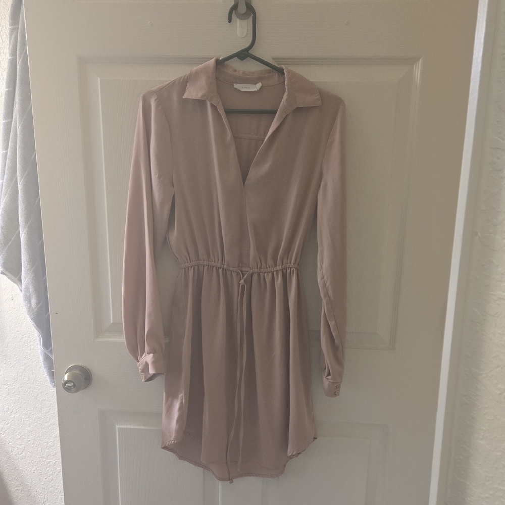 Lush Blush Long-Sleeve Collared Dress